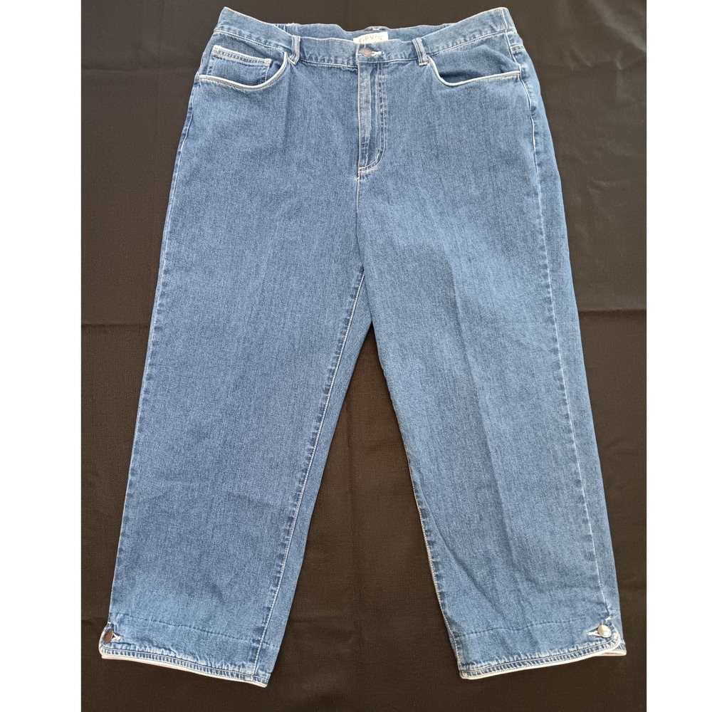 Orvis Womens 16 Medium Wash Cotton Straight Leg Cropped Jeans Blue OR-5Y58
